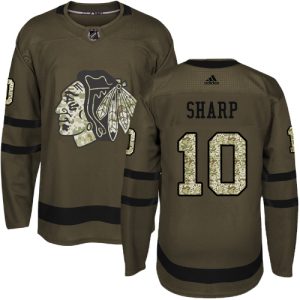 Herren Chicago Blackhawks Eishockey Trikot Patrick Sharp #10 Authentic Grün Salute to Service